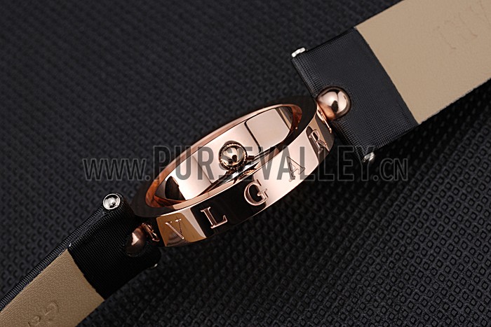 Bvlgari B.ZERO1 Gold Case Black Leather Bracelet 622440