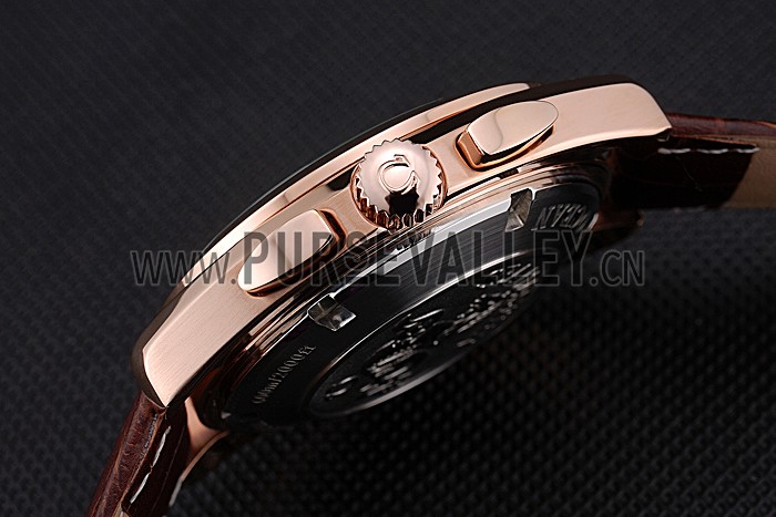 Omega Seamaster Aqua Terra Chronograph Ivory Dial Gold Case Brown Leather Bracelet 622530