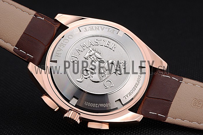 Omega Seamaster Aqua Terra Chrono GMT Teak-Grey Dial Brown Leather Bracelet 622536