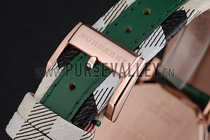 Burberry The City Classic Silver Dial Green Bracelet 622564