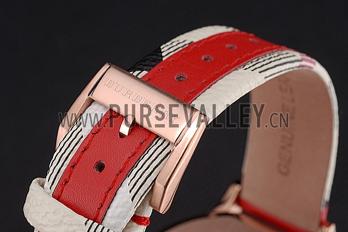 Burberry The City Classic Silver Dial Red Bracelet 622567