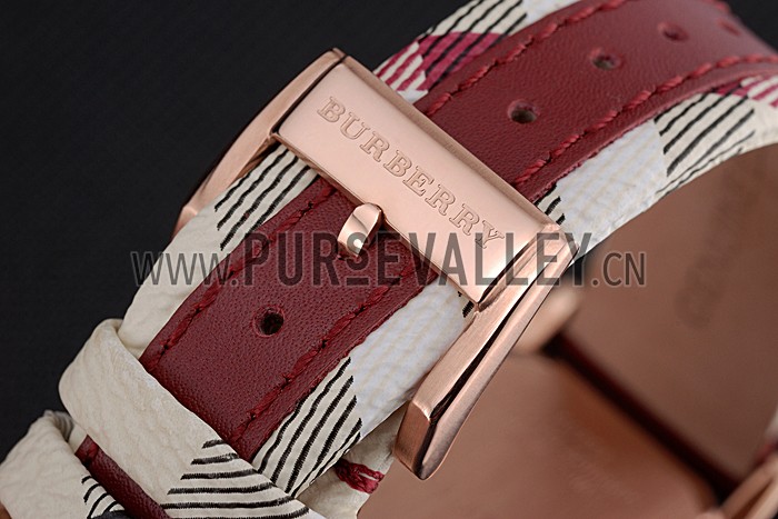 Burberry The City Classic Diamonds Case Silver Dial Red Bracelet 622570