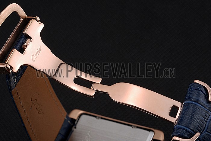 Cartier Tank MC White Dial Gold Case Blue Leather Strap 622577