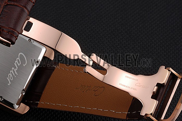 Cartier Tank MC White Dial Gold Case Brown Leather Strap 622578