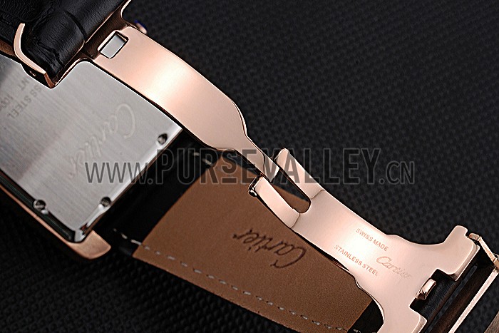 Cartier Tank MC Black Dial Gold Case Black Leather Strap 622580