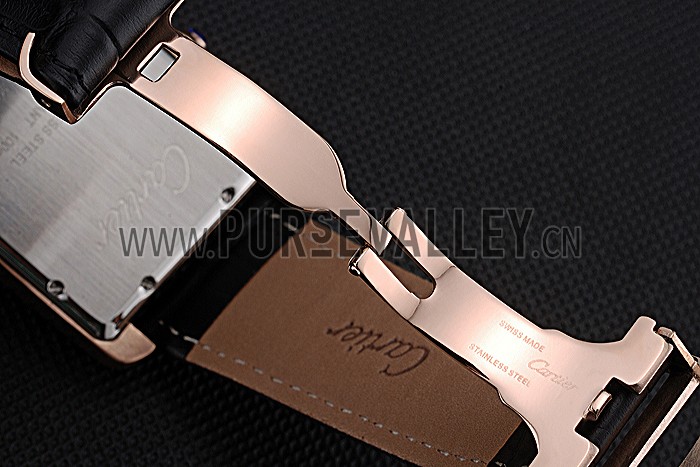 Cartier Tank MC Brown Dial Gold Case Black Leather Strap 622581
