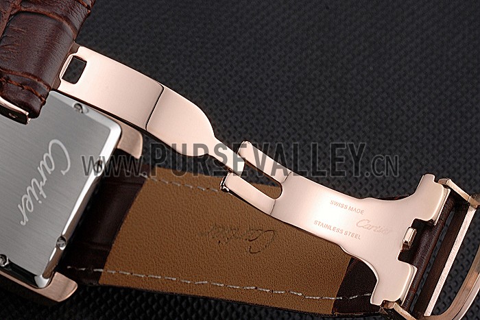 Cartier Tank MC Brown Dial Gold Case Brown Leather Strap 622583