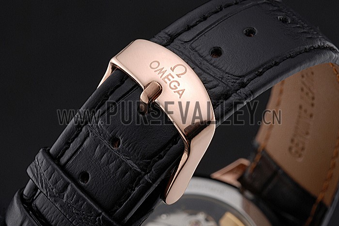Omega DeVille Prestige Small Seconds Black Dial Gold Case Black Leather Bracelet 622602