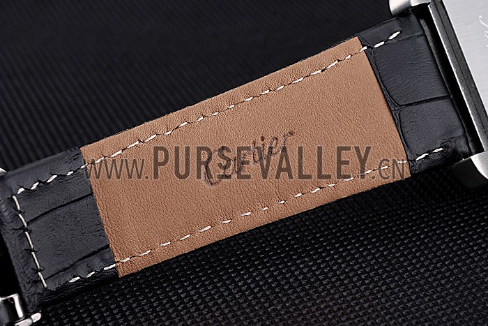 Cartier Tank MC White Dial Stainless Steel Case Black Leather Bracelet 622689