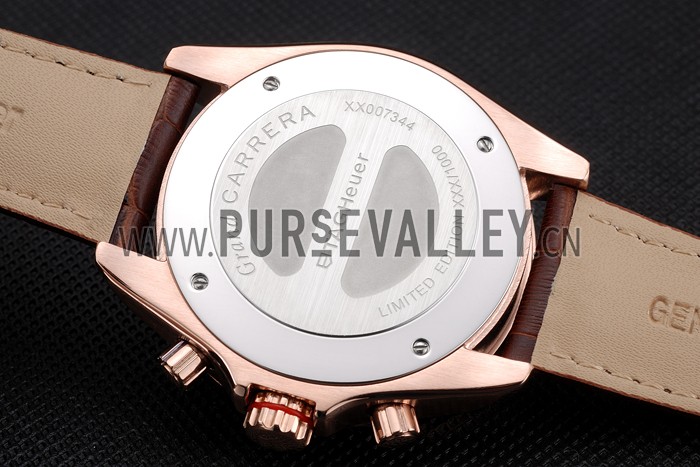 Tag Heuer Carrera Rose Gold Case White Dial Brown Leather Strap 98245