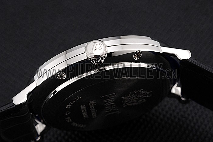 Piaget Altiplano Silver Case Black Dial Black Leather Bracelet 622629