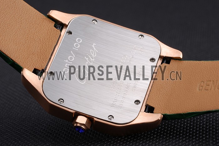 Cartier Santos 100 Diamond Rose Gold Bezel 621933