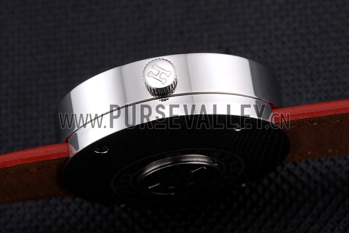 Hermes Classic MOP Dial Red Leather Strap