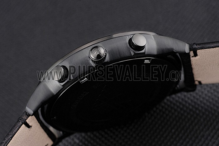 Emporio Armani Classic Chronograph Black Dial Black Leather Bracelet 622340