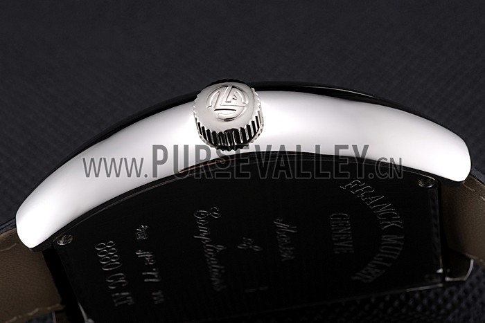 Franck Muller Casablanca Black Croco Leather Strap White Dial 80280