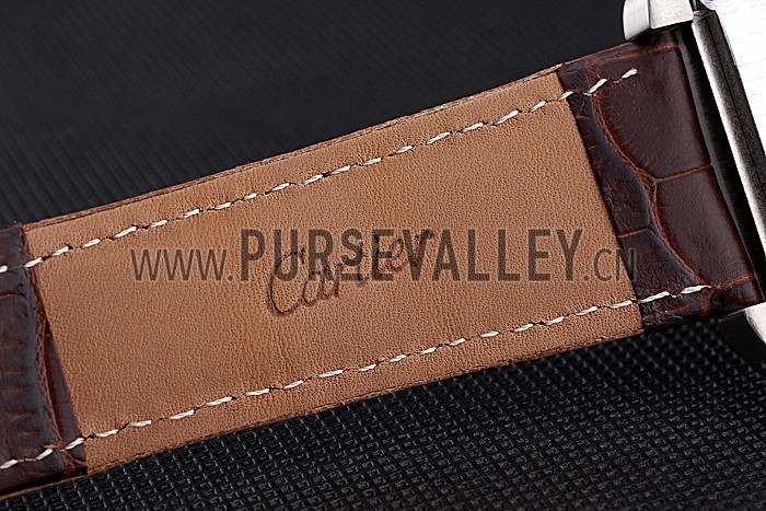 Cartier Tank MC Brown Dial Stainless Steel Case Brown Leather Bracelet 622692