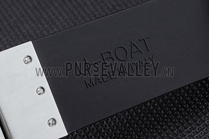 U-Boat Italo Fontana Black Carbon Dial Blue Hour Marks Stainless Steel Case Rubber Bracelet 622708