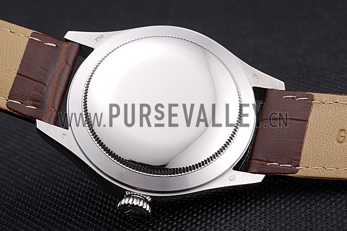 Rolex Cellini White Dial Stainless Steel Case Brown Leather Bracelet 622723