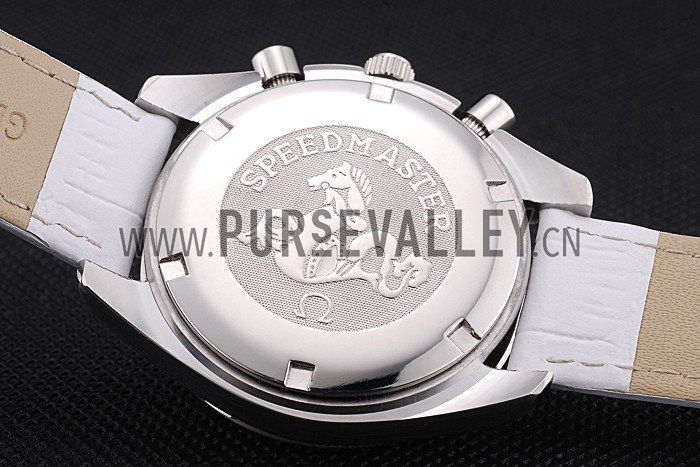 Omega Speedmaster Chronograph White Dial White Leather Bracelet 622452
