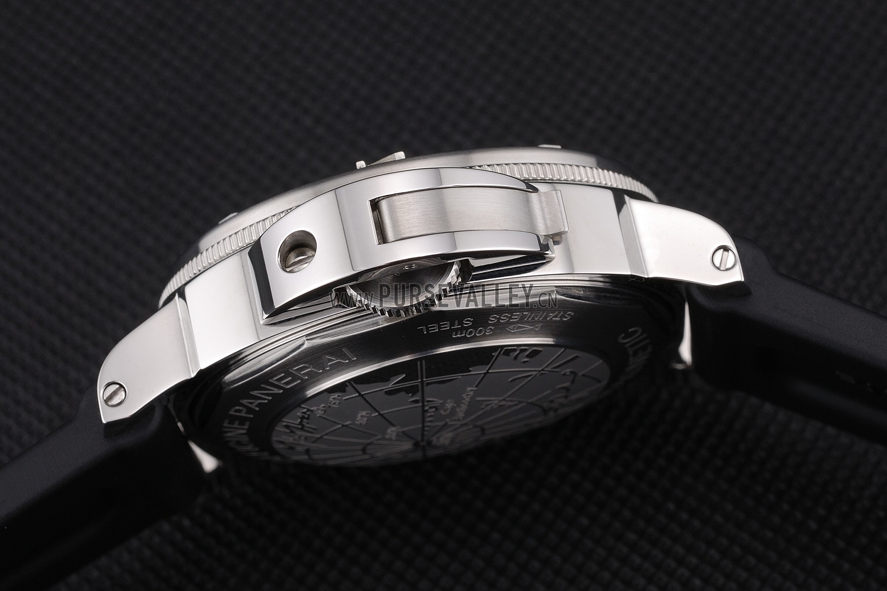 Panerai Luminor Brushed Stainless Steel Case Black Dial Black Rubber Strap 98165