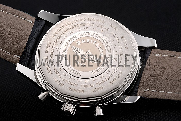 Breitling Certifie Black Leather Strap Black Dial Chronograph 80176