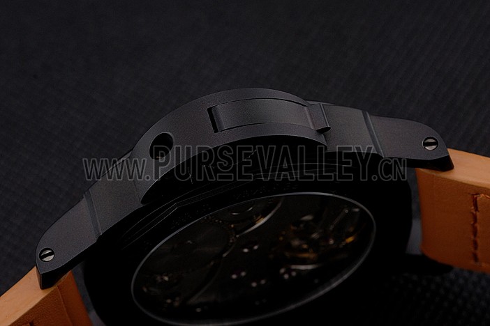 Panerai Luminor Ion Plated Stainless Steel Bezel Orange Leather Bracelet 622309