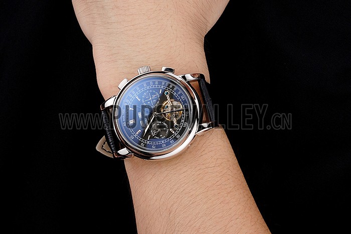 Patek Philippe Grand Complications Stainless Steel Case Black Dial Black Leather Bracelet 622258