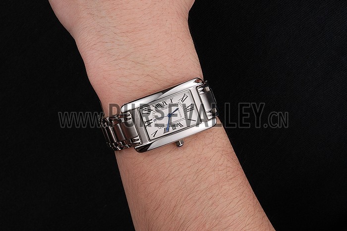 Cartier Tank Americaine 21mm White Dial Stainless Steel Case And Bracelet