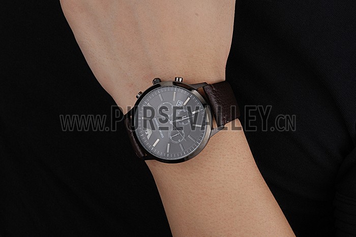 Emporio Armani Classic Chronograph Brown Dial Silver Case Brown Leather Bracelet 622341