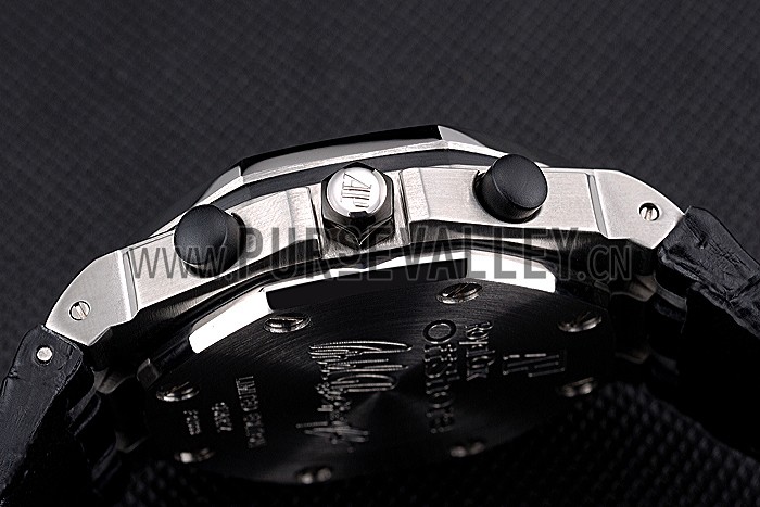 Swiss Audemars Piguet Royal Oak Offshore Gold Dial Stainless Steel Case Black Leather Strap 622849