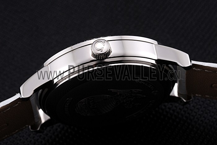 Omega DeVille Prestige Co-Axial Diamond Silver Case Mother-Of-Pearl Dial White Leather Strap