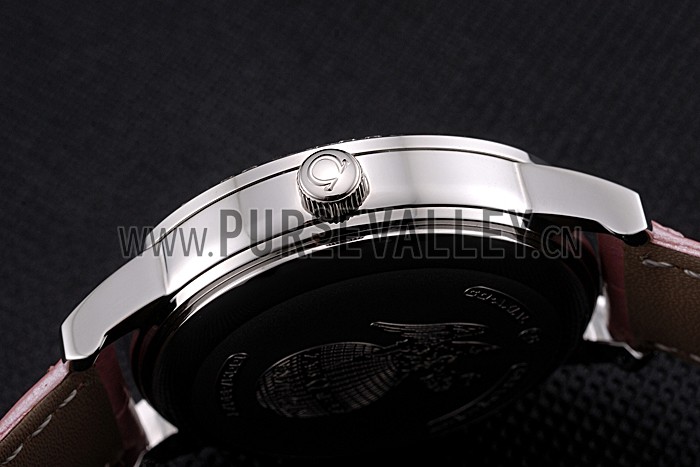 Omega DeVille Prestige Co-Axial Diamond Silver Case Mother-Of-Pearl Dial Pink Leather Strap