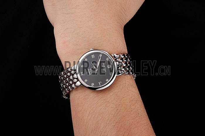 Omega De Ville Prestige Black Dial With Diamonds Stainless Steel Case And Bracelet