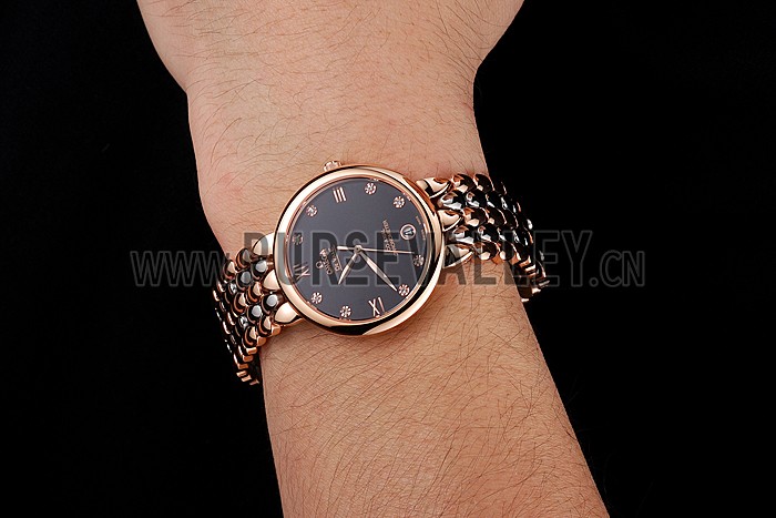 Omega De Ville Prestige Dark Grey Dial With Diamonds Rose Gold Case Two Tone Bracelet