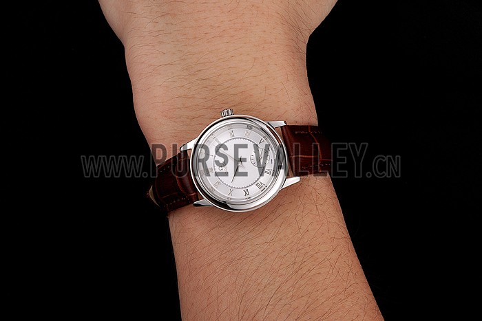 Omega De Ville Prestige Small Seconds Silver Dial Stainless Steel Case Brown Leather Strap