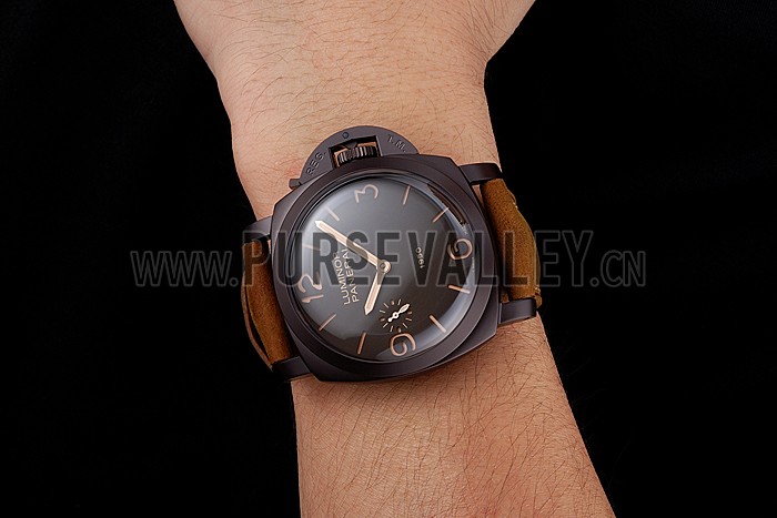 Swiss Panerai Luminor 1950 Dark Brown Dial And Case Brown Leather Strap