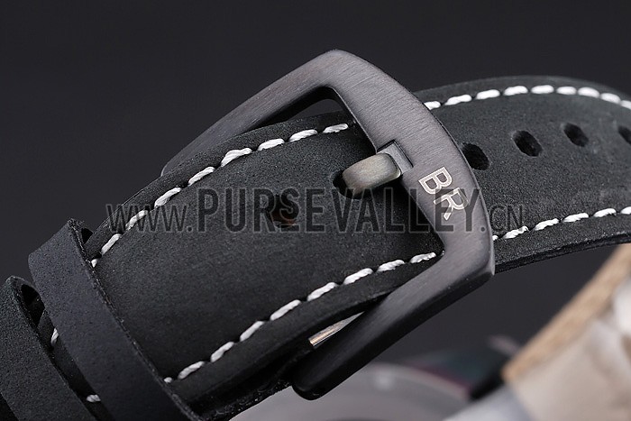 Bell and Ross BR126 Flyback Black Dial Black Case Black Suede Leather Strap