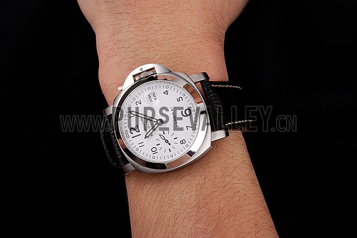 Swiss Panerai Luminor Marina White Dial Stainless Steel Case Black Leather Strap