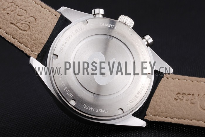 Bell and Ross BR126 Flyback Black Dial Silver Case Black Suede Leather Strap