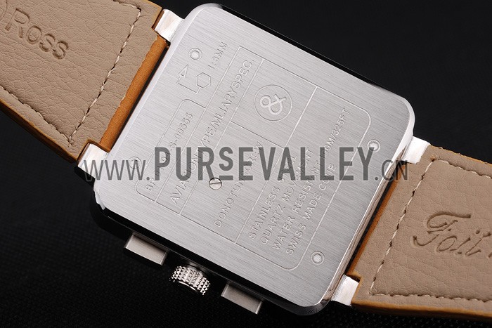 Bell and Ross BR 03-94 Black Dial Silver Case Brown Leather Strap