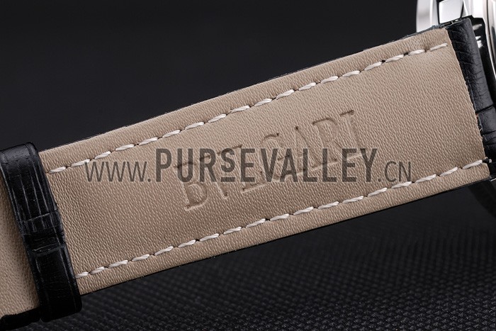 Bvlgari Tourbillon Black Dial Silver Case Black Leather Strap