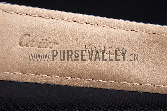 Swiss Cartier Ronde Solo Blue Dial Gold Diamond Case Blue Leather Strap