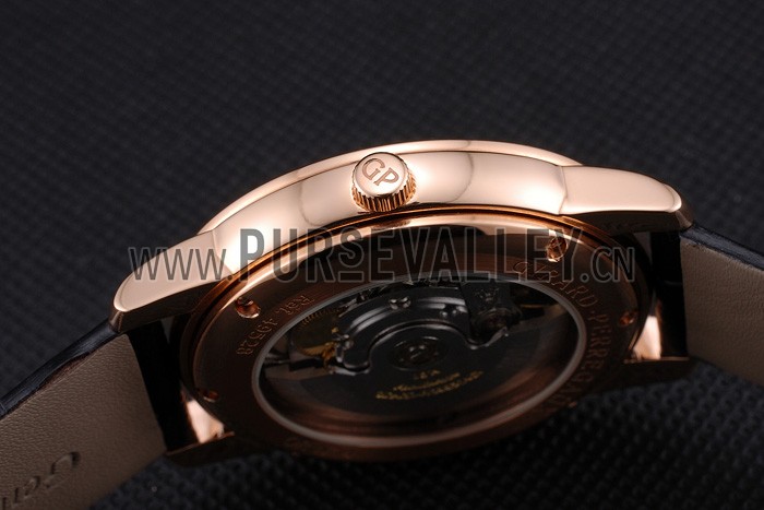 Swiss Girard-Perregaux 1966 White Dial Gold Diamond Case Black Leather Strap