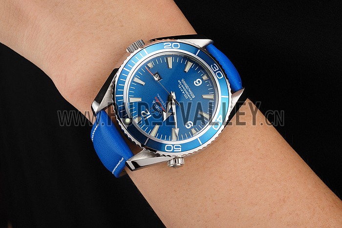 Omega Seamaster Planet Ocean Blue Dial Blue Leatherl Bracelet 622538