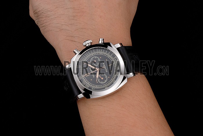 Swiss Panerai Radiomir 1940 Chronograph Black Dial Stainless Steel Case Black Rubber Strap