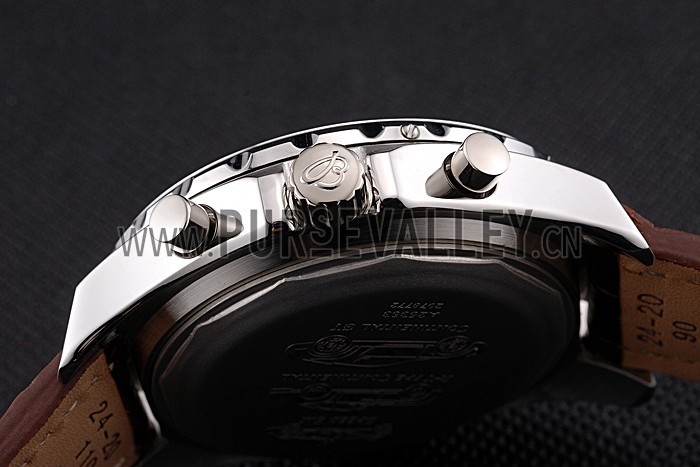 Breitling Bentley Mulliner Tourbillon White Dial Stainless Steel Case Brown Leather Strap 622729