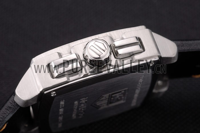 Tag Heuer Monaco Mikrograph Black Leather Strap Black Dial 7923