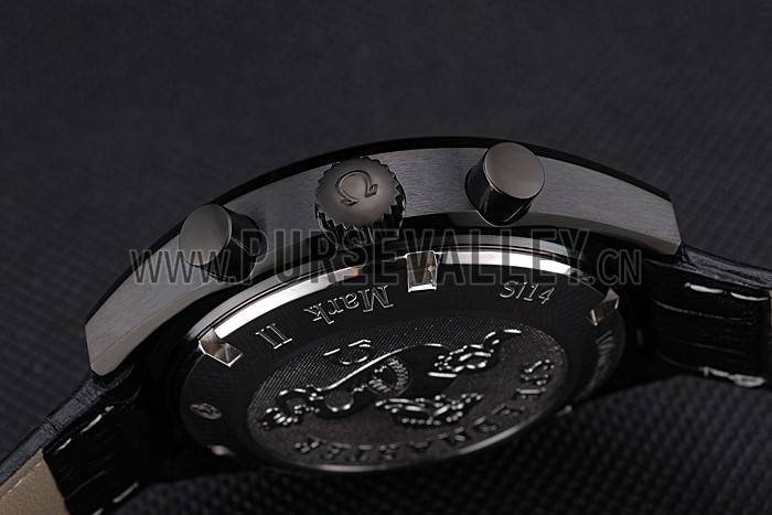 Omega Speedmaster Mark II Black And Red Dial Black Case Black Leather Strap 622814