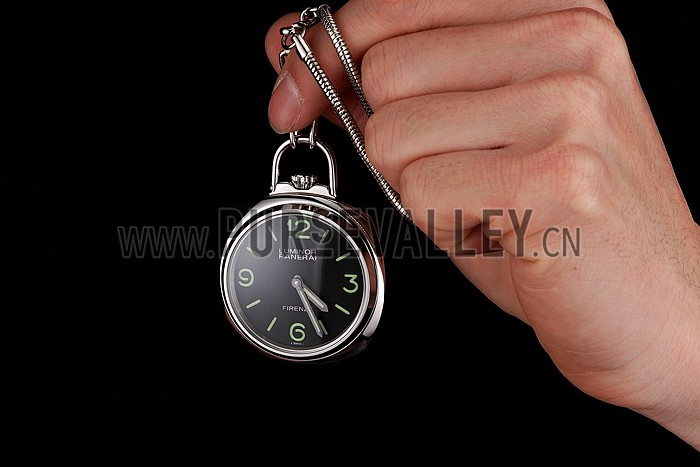 Swiss Panerai Luminor Pocket Watch Black Dial Stainless Steel Case And Chain 1453743