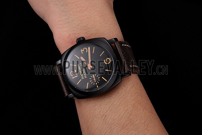 Swiss Panerai Radiomir 1940 Black Dial Black PVD Case Brown Leather Strap 1453845